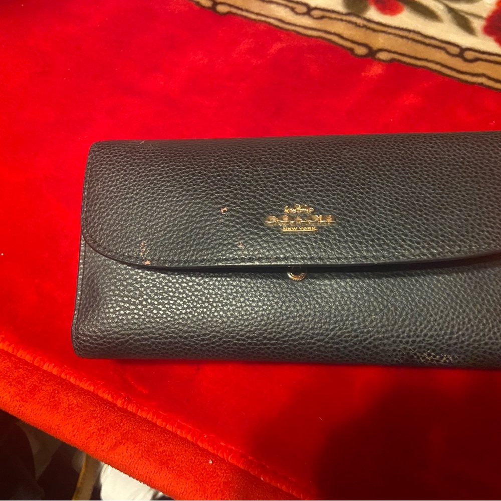 Coach Black Leather Clutch with Gold Logo
